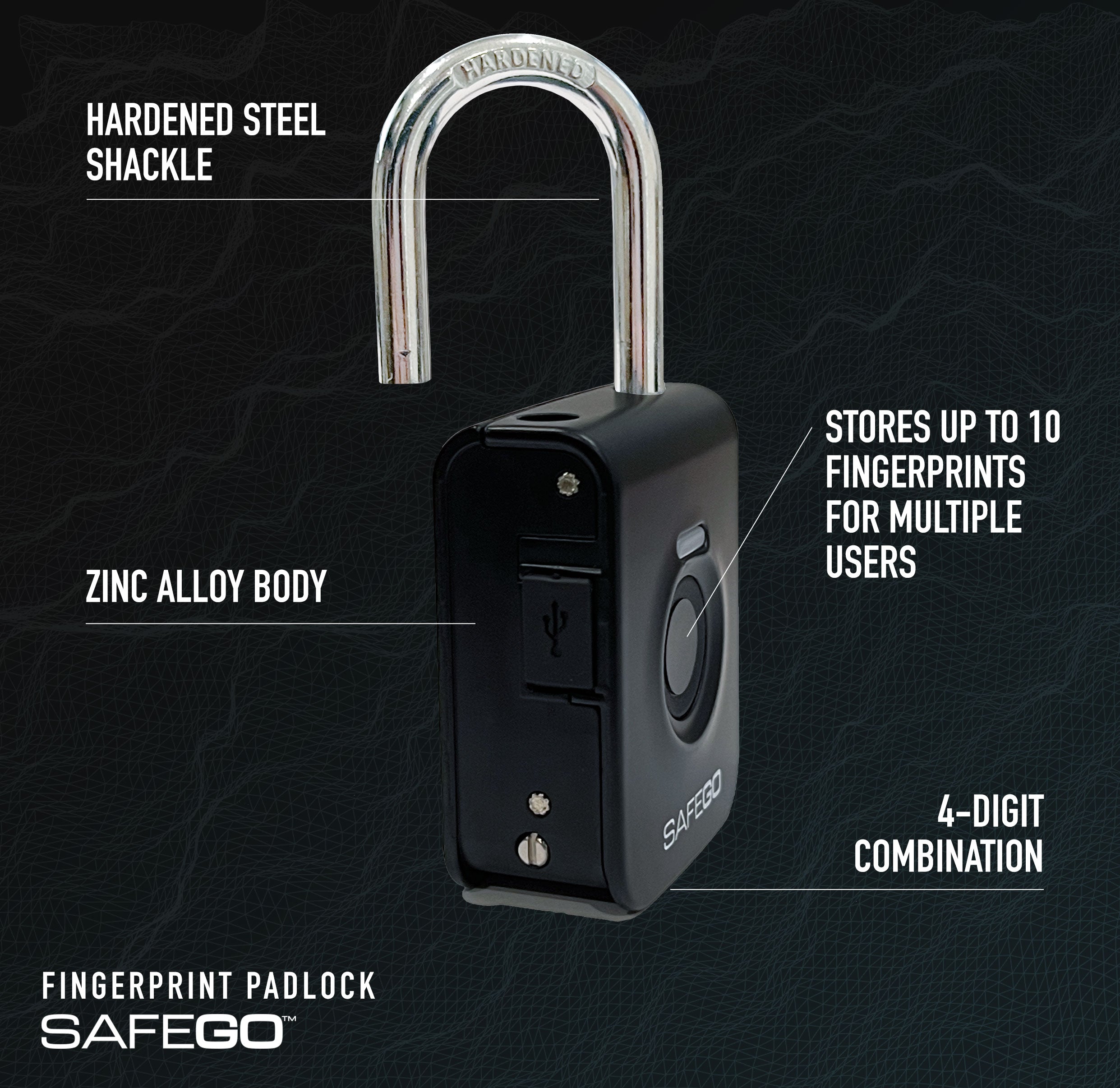 Fingerprint + Combination Padlock - SAFEGO.