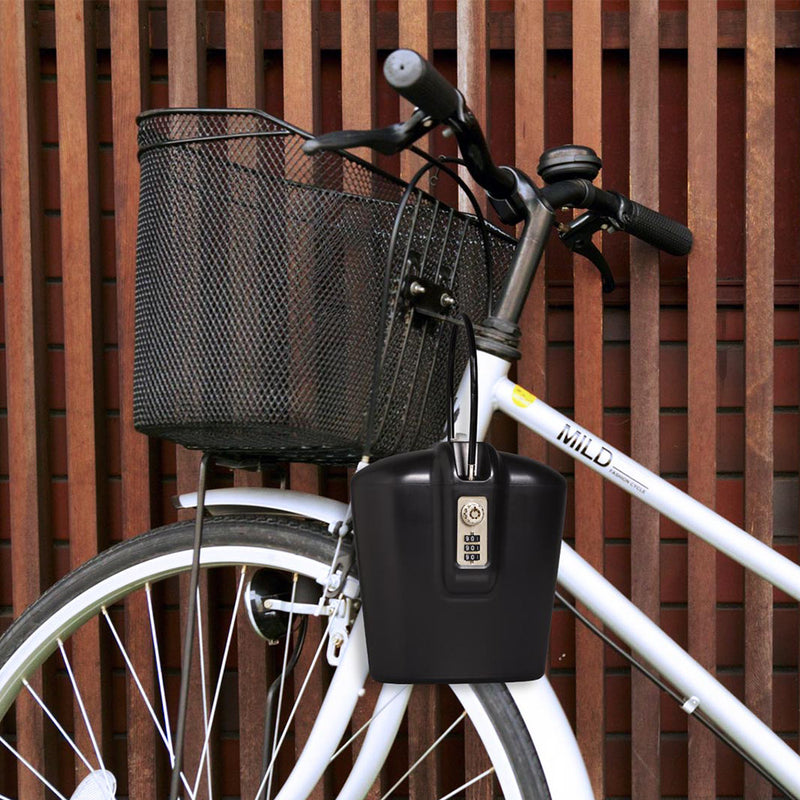 portable bike locker with adjustable steel cable